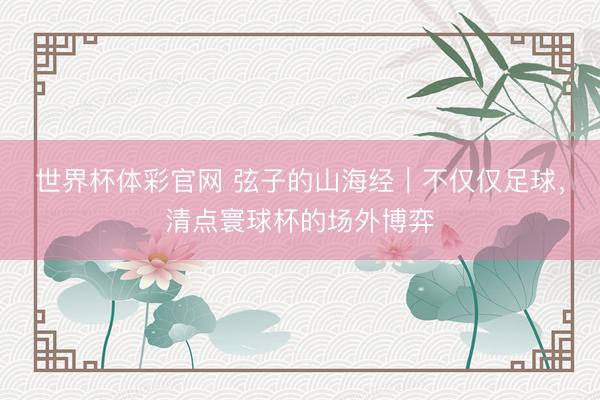 世界杯体彩官网 弦子的山海经｜不仅仅足球，清点寰球杯的场外博弈