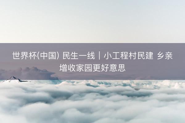 世界杯(中国) 民生一线｜小工程村民建 乡亲增收家园更好意思