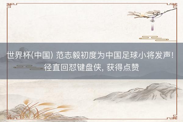 世界杯(中国) 范志毅初度为中国足球小将发声! 径直回怼键盘侠， 获得点赞