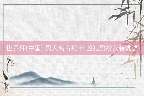 世界杯(中国) 男人离奇死字 凶犯男扮女装逃遁